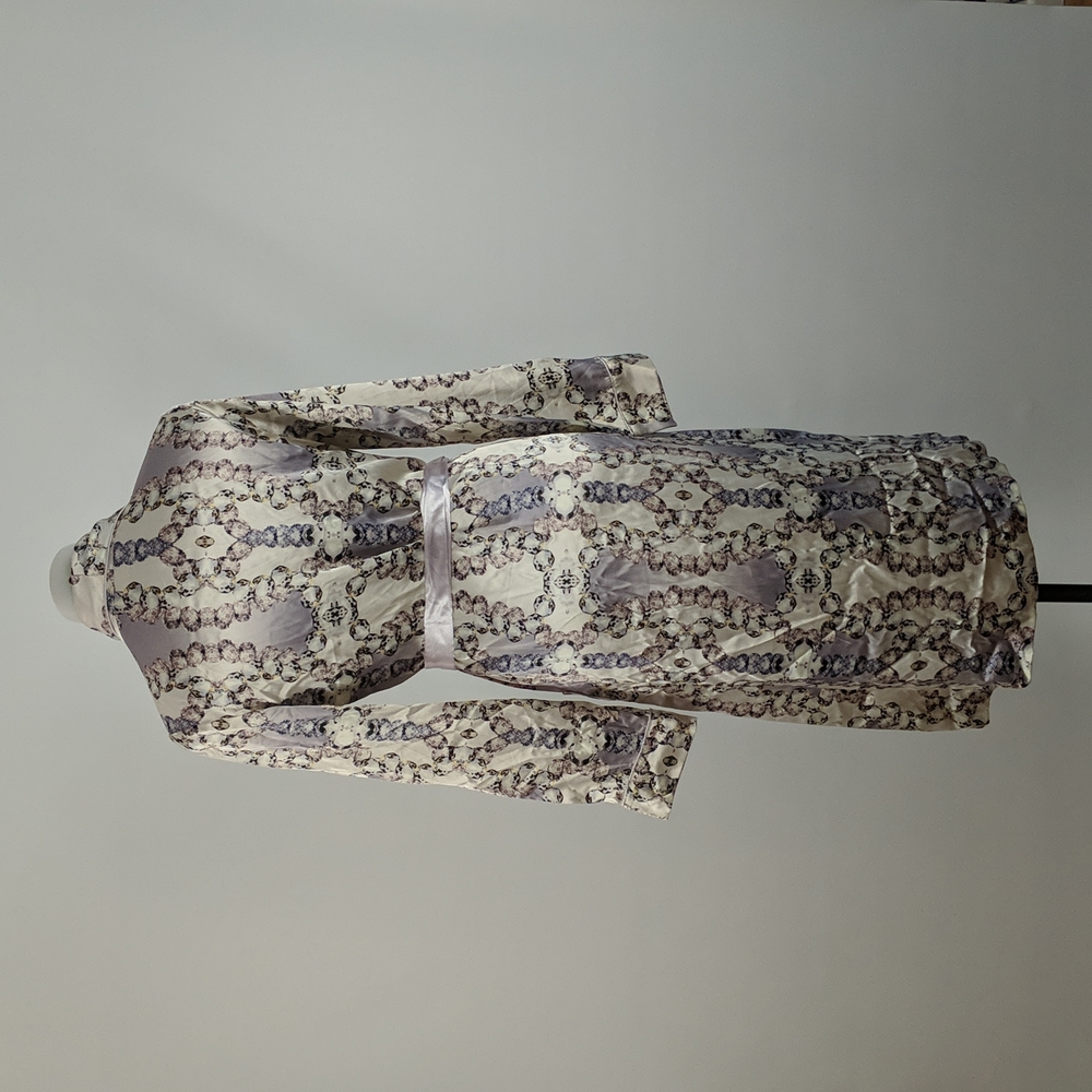 Peter Alexander Dressing Gown Robe Size Small Purple Abstract Pattern Belt - Picture 4 of 9